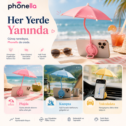 Phonella Mini Telefon Şemsiyesi | Manyetik Güneşlik Aparatı