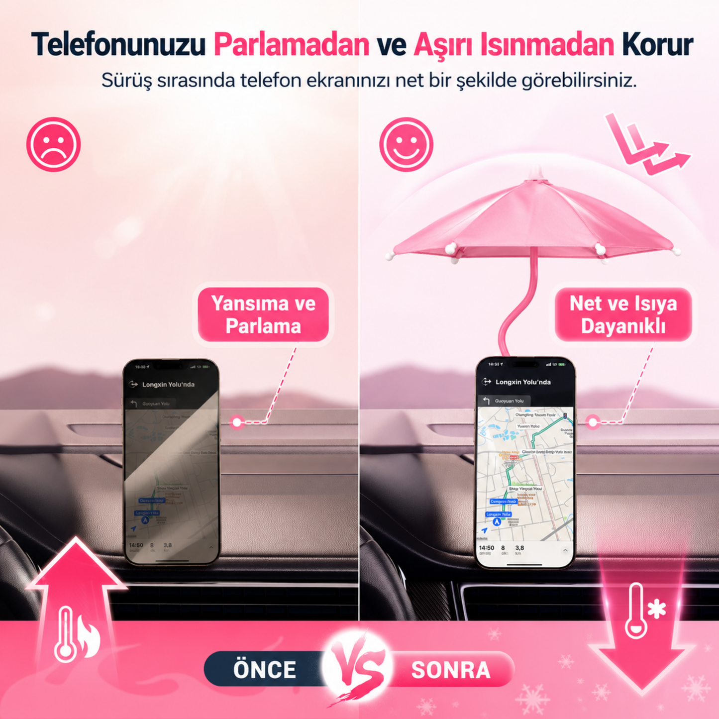 Phonella Mini Telefon Şemsiyesi | Manyetik Güneşlik Aparatı