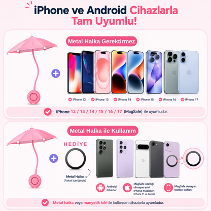 Phonella Mini Telefon Şemsiyesi | Manyetik Güneşlik Aparatı